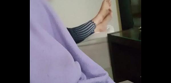  My Girlfriends sister playing with her soles in front of me